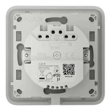 Розумна вбудована розетка з функцією моніторингу споживання електроенергії Ajax Outlet [type F] Jeweller Olive-2