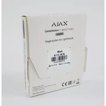 (Уценка) Центральная кнопка для одноклавишного или проходного выключателя Ajax CenterButton (1-gang / 2-way) Black-1