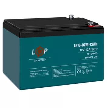 Тяговий свинцево-кислотний акумулятор LogicPower 6-DZM-12 Ah (9172)-1