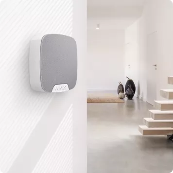 Проводная сирена с клеммой для наружного светодиода Ajax HomeSiren Fibra White (44399.11.WH1)-1