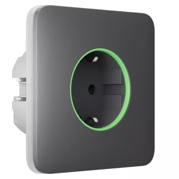 Розумна вбудована розетка з функцією моніторингу споживання електроенергії Ajax Outlet [type F] Jeweller Grey-1
