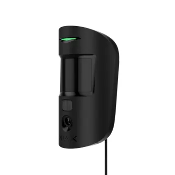 Проволочный датчик движения Ajax MotionCam Fibra (PhOD) с поддержкой фотоверификации тревог, функций «Фото по запросу» и «Фото по сценарию» Black (53773.169.BL1)-1