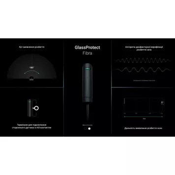 Проводной датчик разбития стекла Ajax GlassProtect Fibra Black (44396.05.BL1)-2