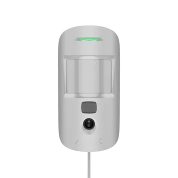 Проволочный датчик движения Ajax MotionCam Fibra (PhOD) с поддержкой фотоверификации тревог, функций «Фото по запросу» и «Фото по сценарию» White (53772.169.WH1)-0