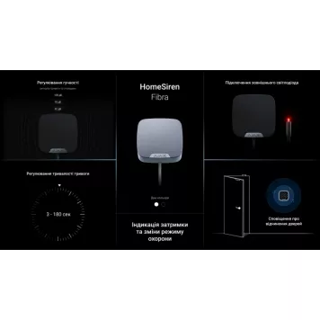 Проводная сирена с клеммой для наружного светодиода Ajax HomeSiren Fibra White (44399.11.WH1)-4