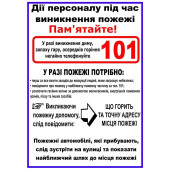Инструкция пожарная (действия персонала при пожаре) (артикул: 000015732)