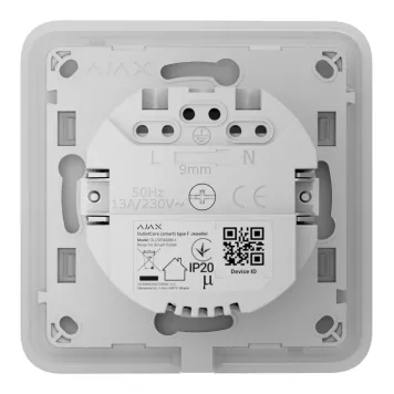 Розумна вбудована розетка з функцією моніторингу споживання електроенергії Ajax Outlet [type F] Jeweller White-2