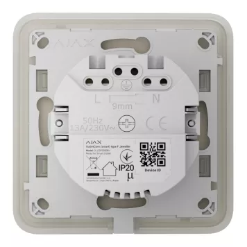 Розумна вбудована розетка з функцією моніторингу споживання електроенергії Ajax Outlet [type F] Jeweller Ivory-2