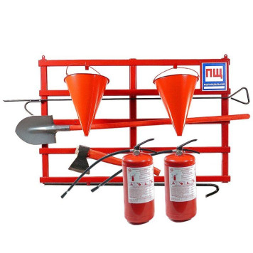 Щит пожежний відкритого типу (з комплектацією багор/лом/лопата/топор/відро 2) + 2 Вогнегасника порошкових ВП-6 (ОП-6) (артикул: 000073535)-0