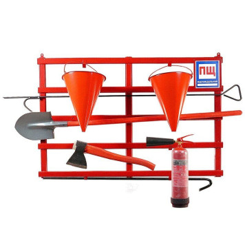 Щит пожежний відкритого типу (з комплектацією багор/лом/лопата/топор/відро 2) + Вогнегасник вуглекислотний ВВК-2 (ОУ-3) (артикул: 000073532)-0