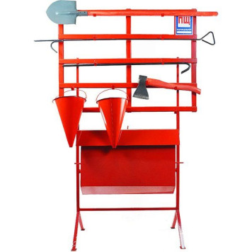 Стенд пожежний з щитом відкритого типу з комплектацією (багор/лом/лопата/топор/відро 2) з перекидним ящиком для піску (артикул: 000018863) Стенд пожежний з щитом відкритого типу з комплектацією (багор/лом/лопата/топор/відро 2) з перекидним ящиком для піску (артикул: 000018863)-0