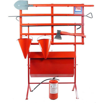 Стенд пожежний з щитом відкритого типу з комплектацією (багор/лом/лопата/топор/відро 2) з перекидним ящиком для піску + Вогнегасник порошковий ВП-5 (ОП-5) (артикул: 000073540) Стенд пожежний з щитом відкритого типу з комплектацією (багор/лом/лопата/топор/відро 2) з перекидним ящиком для піску + Вогнегасник порошковий ВП-5 (ОП-5) (артикул: 000073540)-0