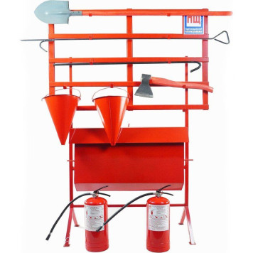 Стенд пожежний з щитом відкритого типу з комплектацією (багор/лом/лопата/топор/відро 2) з перекидним ящиком для піску + 2 Вогнегасника порошкових ВП-6 (ОП-6) (артикул: 000073545) Стенд пожежний з щитом відкритого типу з комплектацією (багор/лом/лопата/топор/відро 2) з перекидним ящиком для піску + 2 Вогнегасника порошкових ВП-6 (ОП-6) (артикул: 000073545)-0