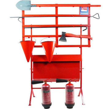 Стенд пожежний з щитом відкритого типу з комплектацією (багор/лом/лопата/топор/відро 2) з перекидним ящиком для піску + 2 Вогнегасника вуглекислотних ВВК-2 (ОУ-3) (артикул: 000073546)-0