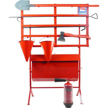 Стенд пожежний з щитом відкритого типу з комплектацією (багор/лом/лопата/топор/відро 2) з перекидним ящиком для піску + Вогнегасник вуглекислотний ВВК-3,5 (ОУ-5) (артикул: 000073543) Стенд пожежний з щитом відкритого типу з комплектацією (багор/лом/лопата/топор/відро 2) з перекидним ящиком для піску + Вогнегасник вуглекислотний ВВК-3,5 (ОУ-5) (артикул: 000073543)-0