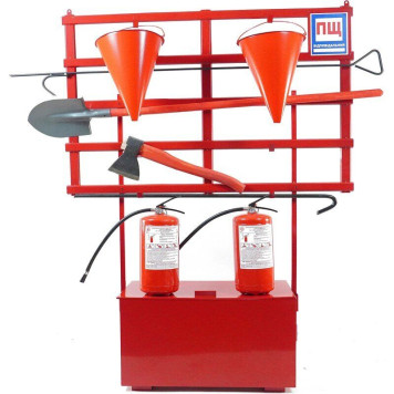 Стенд пожежний з щитом відкритого типу стаціонарний (з комплектацією багор/лом/лопата/топор/відро 2) + 2 Вогнегасника порошкових ВП-5 (ОП-5) (артикул: 000073551) Стенд пожежний з щитом відкритого типу стаціонарний (з комплектацією багор/лом/лопата/топор/відро 2) + 2 Вогнегасника порошкових ВП-5 (ОП-5) (артикул: 000073551)-0