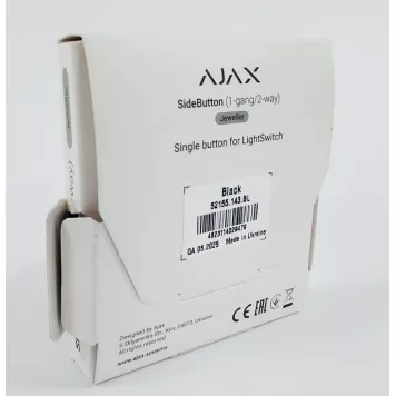 (Уценка) Боковая кнопка для одноклавишного или проходного выключателя Ajax SideButton (1-gang / 2-way) Black-1
