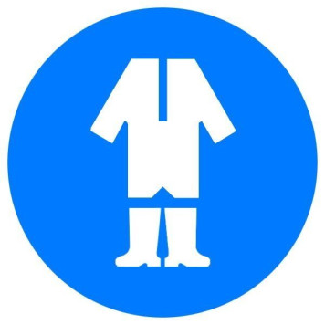 Знак Працювати в захисному одязі! d-250 пластик ПВХ (артикул: 000019194) Знак Працювати в захисному одязі! d-250 пластик ПВХ (артикул: 000019194)-0